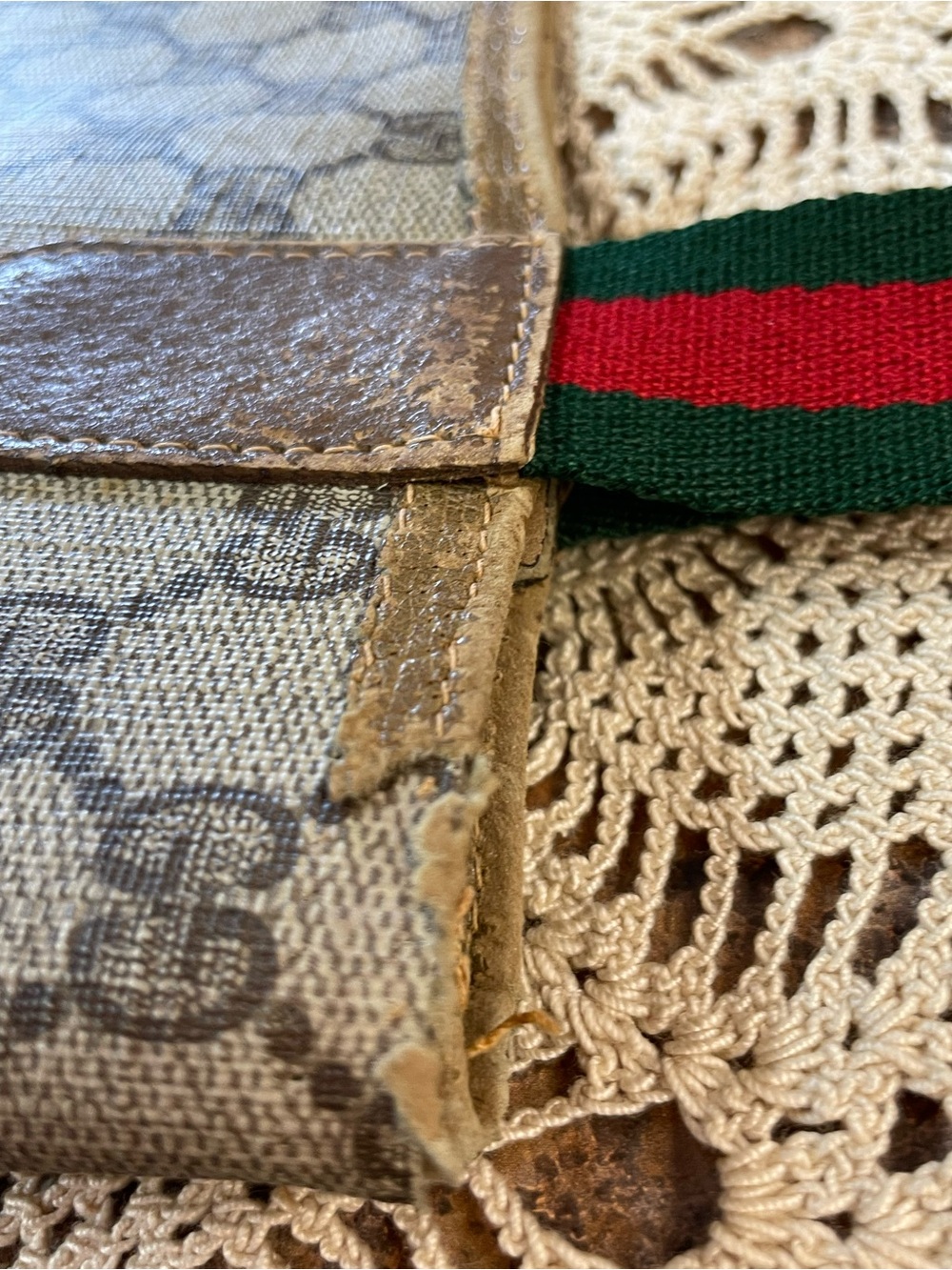 Gucci GG Supreme REHAB vintage tote bag featuring the iconic Sherry web stripe - Picture 4 of 11